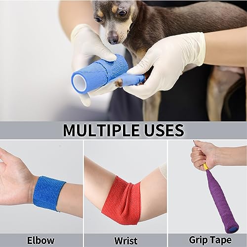 Self Adhesive Bandage Wrap 2 inch Cohesive Bandage Pet Vet Wrap for Dogs (Mix Color / 2 Inch)