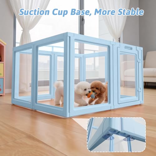 DIY Clear Acrylic Dog Playpen House (Sky Blue / 23.6"H)