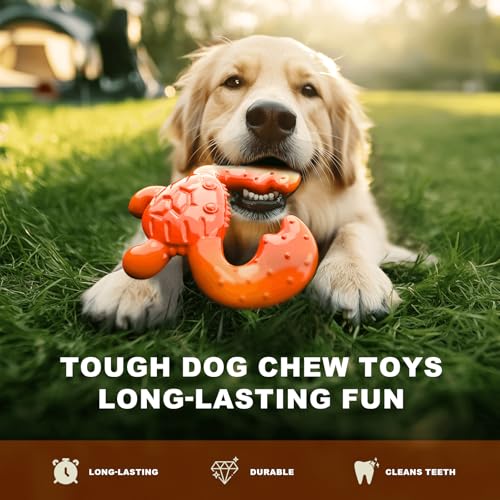 Dog Chew Toys for Aggressive Chewers (Orange Yellow / Large)