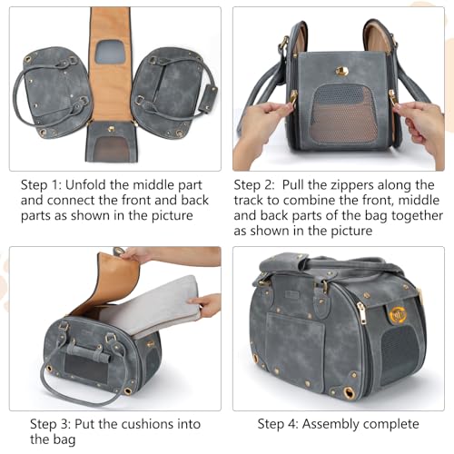 Dog Carrier Purse (15.3"L x 8.1"W x 10.0"H / Grey)