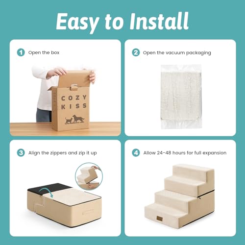 Dog Stairs for Small Dogs (Beige / 17.7x23.6x17.7 inch)