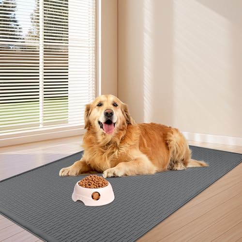 Dog Food Mat 70''x45'' Extra Large Dog Mat for Food and Water (70"L x 45"W / Dark Grey)