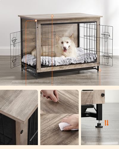32.5" Dog Crate Furniture (Greige / 32.5"L x 21.9"W x 25.2"H)