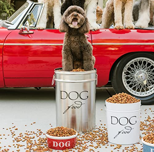 Classic Silver Dog Food Storage Canister (Silver & Black)