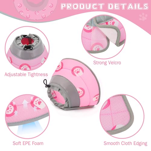 Cat Cone Collar Soft Elizabethan Collar for Surgery Recovery (Pink / L (Neck 9"-11"))