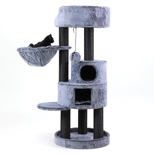 Modern Cat Tree for Indoor Cats Large Adults (61-inch Blue-grey)