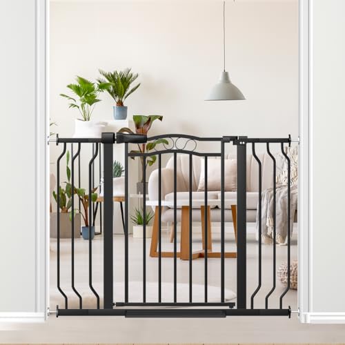 29.5 43.7" Wide Baby Gate for Stairs No Drilling (Black / 29.9"-43.7")