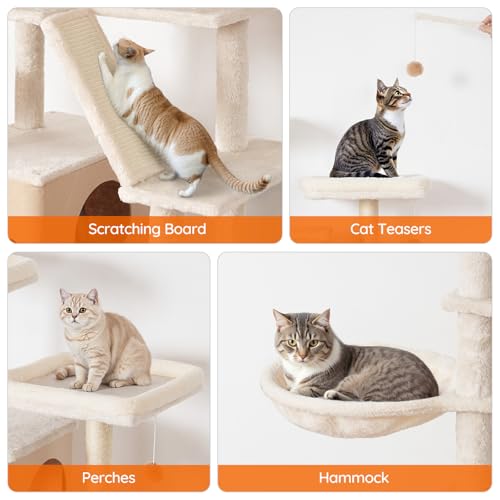 Double Litter Box Enclosure with Cat Tree (White)