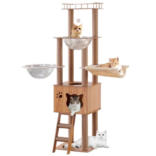 61'' Wooden cat Tree with cat Condo (P15)