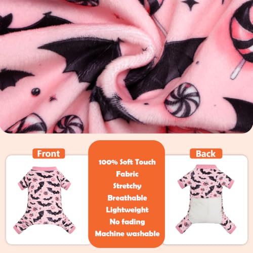Dog Pajamas Halloween Puppy Onesies Small Dogs Soft Pjs Coat Cat Apparel Comfy Pet Clothes Outfit Doggie Bodysuit P348XS (X-Small / Bat Candy)