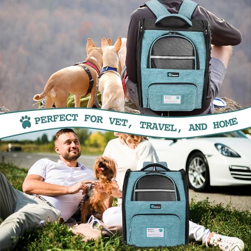 Dog Backpack Carrier Airline Approved Cat Pet Puppy Bag (Sea Blue)