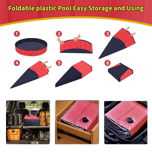 Foldable Dog Pool (55" / Red)