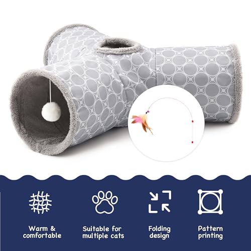 Fleece Lined Cat Tunnel (Geometry Grey / Small)