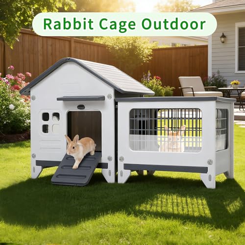 Rabbit Cage Outdoor Indoor (Grey / 42.1" L x 17.7" W x 27.2" H)