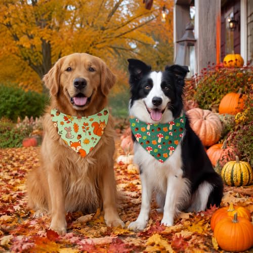 100 Pcs Fall Dog Bandanas Bulk Autumn Leaf Pumpkin Acorn Mushroom (Woodland Autumn / 25.6 x 17.7 x 17.7 Inch)