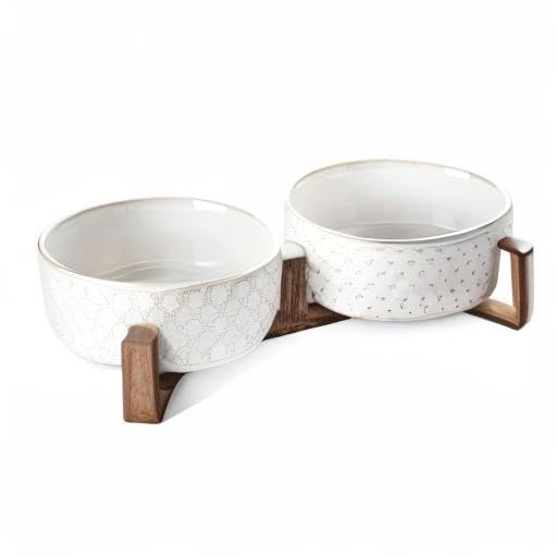 Dog Bowls Ceramic for Small Medium Dogs (Fireworks+Clover / M-4 Cup)