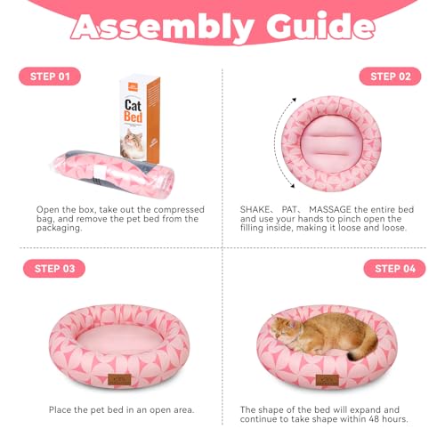 20in Pink Pattern Round Dog Bed Sofa for Dogs Cats (Pink Pattern / Small)