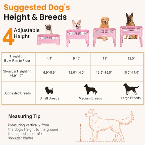 Elevated Dog Bowls (Pink / Large)