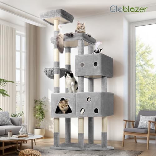 Extra Large Cat Tower for Big Cats 20 lbs (81 inch / Light Grey)