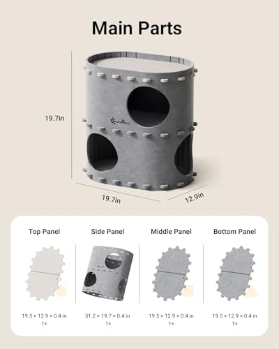 Cat House for Indoor Cats (Light Gray / Double)