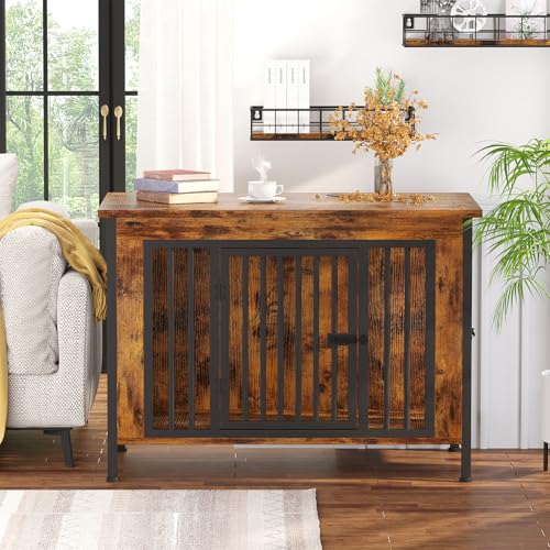 39.96" Dog Crate Furniture for 1 or 2 Dogs (Brown / 40.0"L x 23.6"W x 33.5"H)