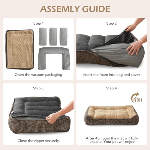 XL Orthopedic Dog Bed Large Size Dog (XL(42"L x 30"W x 8.5"Th) / Brown)