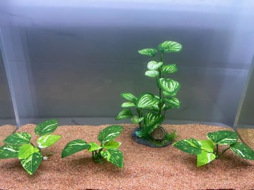 Aquarium Silk Plants for Betta Fish Tank (Light Green / small 4)
