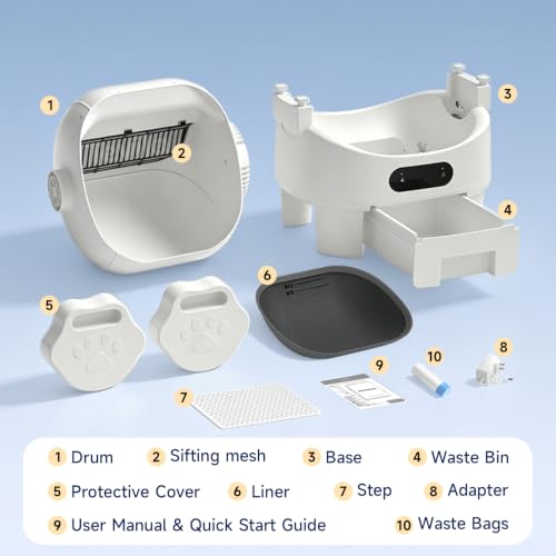 Self Cleaning Automatic Litter Box for Cats to15lb (white)