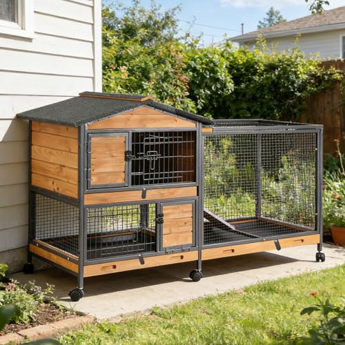 2 Story Rabbit Hutch with Chew (Brown & Black)