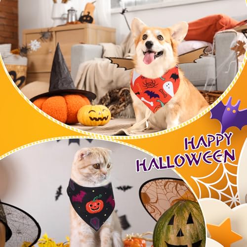100 Pcs Halloween Dog Bandanas Bulk (Halloween / 31.5 x 21.7 x 21.7 Inch)