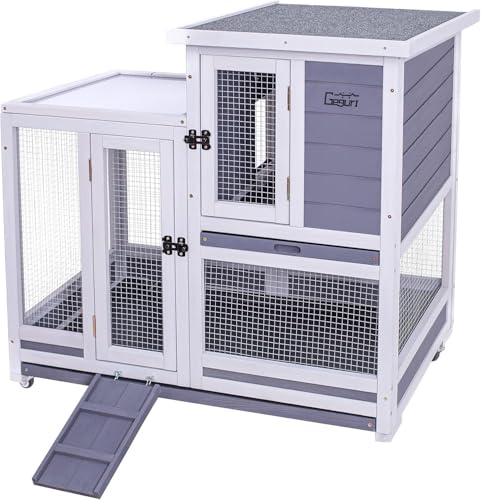 Wooden Rabbit Hutch (37.8"L x 22.4"W x 36.0"H)