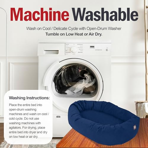 Suede Shredded Memory Foam Mix Calming Dog Bed Washable (Navy)
