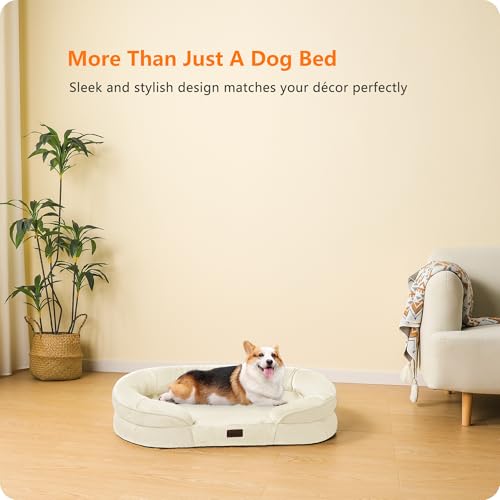 Orthopedic Waterproof Medium Dog Bed Sofa (Beige / Medium(36 x 25.5 x 6 inch))