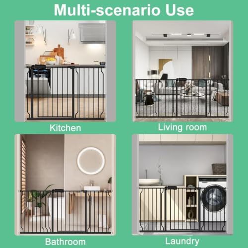 62.20 71.26" Extra Wide Pressure Mounted Baby Gate 30" Tall Black (Black / 62.20-71.26"/158-181cm)