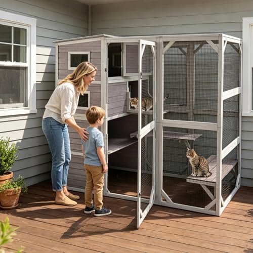 Catio Cat Enclosure Large Window Cat House for Outdoor Cats