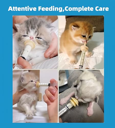 Silicone Feeding Nipple and Syringes for Newborn Kittens