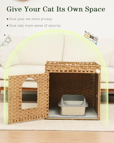 Cat Litter Box Enclosure Furniture (Natural / XL)