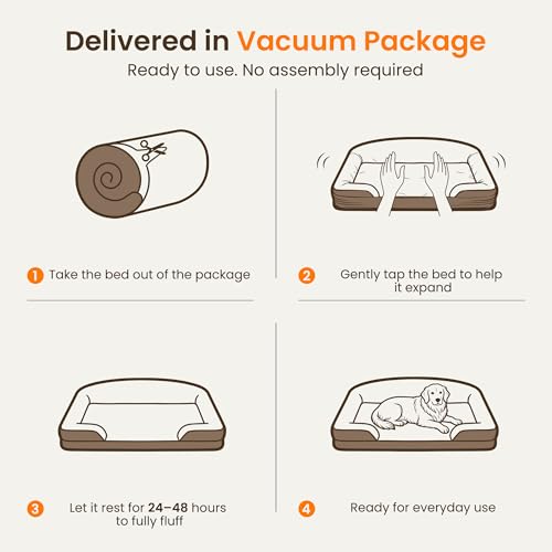 Orthopedic Dog Bed for Small to Medium Dogs (Dark Grey / 30.0"L x 20.0"W x 6.5"Th)