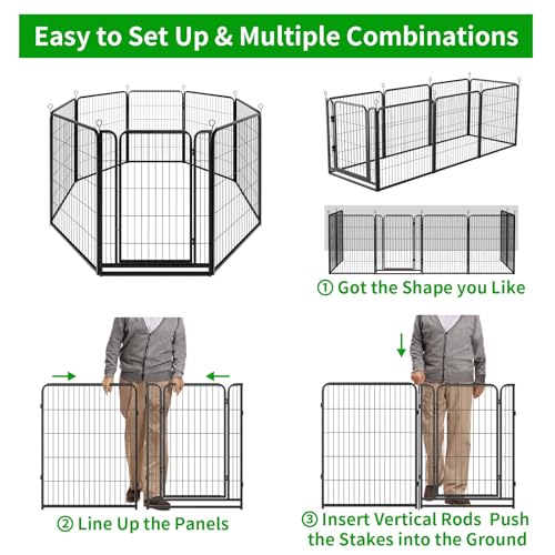Dog Playpen Outdoor Extra Wide 8 Panels Heavy Duty Dog Fence 40" (32"W x 40"H)