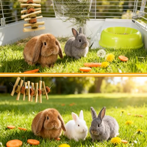 Rabbit Chew Toys for Teeth Hanging (【Sweet bamboo】)