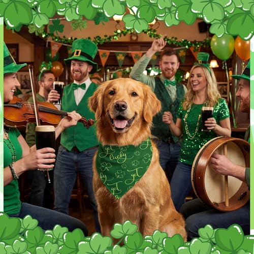100 Pcs St Patrick's Day Dog Bandanas Bulk Green Shamrocks Bandanas for Dog Triangle Kerchief Bib Scarf for Pet Irish Costume Photo Props Accessories Pet Shops (St Patricks Day / 25.6 x 17.7 x 17.7 Inch)