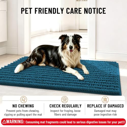 Dog Door Mat for Muddy Paws 34x21 (Layered-Atlantic Blue / 34"X21")