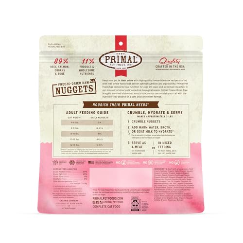Primal Freeze Dried Raw Cat Food Nuggets (14 Ounce (Pack of 1))