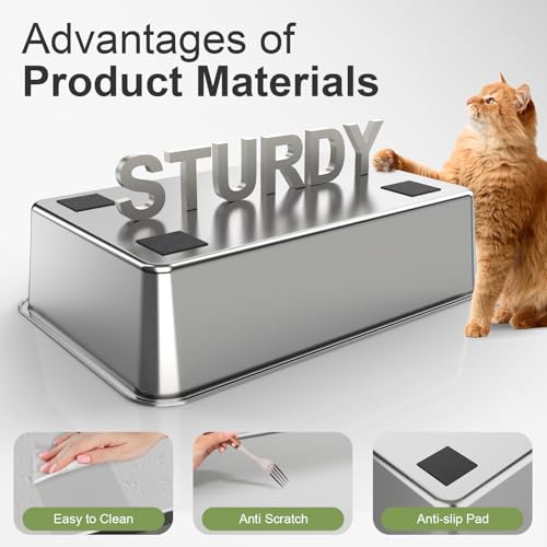 Stainless Steel Litter Box with Lid (Beige)