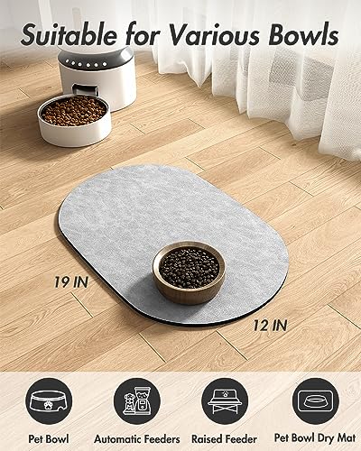 Absorbent Dog Food Mat (Lightgrey / 12"x19")