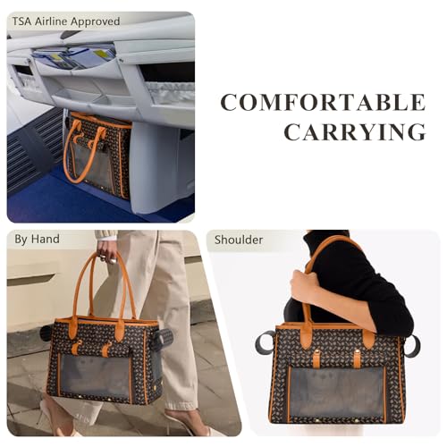 Fashion Pet Carrier Purse for Small Cat and Dog (Coffee / 15.8"L x 7.5"W x 11.8"H)