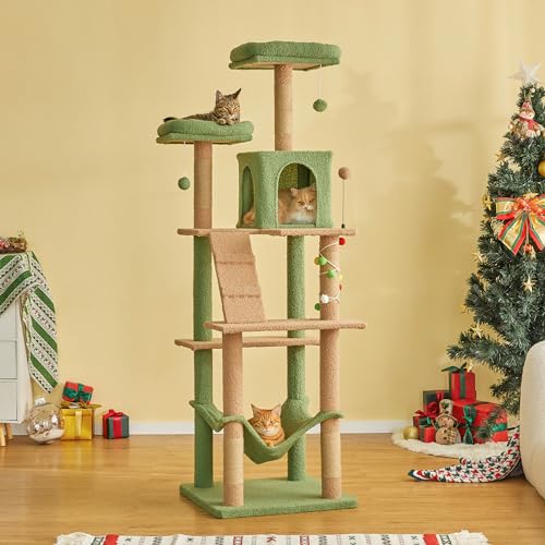 70.1 Inch Green Large Cat Tree (70.1 in / Green)