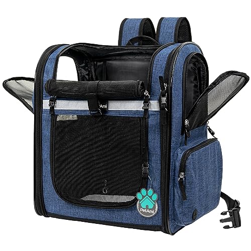 Dog Backpack Carrier for Cats (Navy Blue)