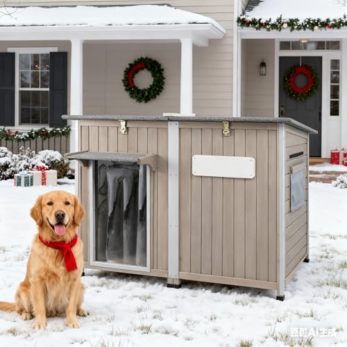 Big Dog House Outdoor Dog Houses for Large Dogs Outside with Adjustable Vent Window (55" L x 33" W x 35" H)