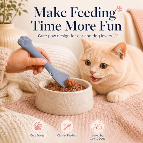 Cat Wet Food Spoon (Combo of White&Gray Spatulas)